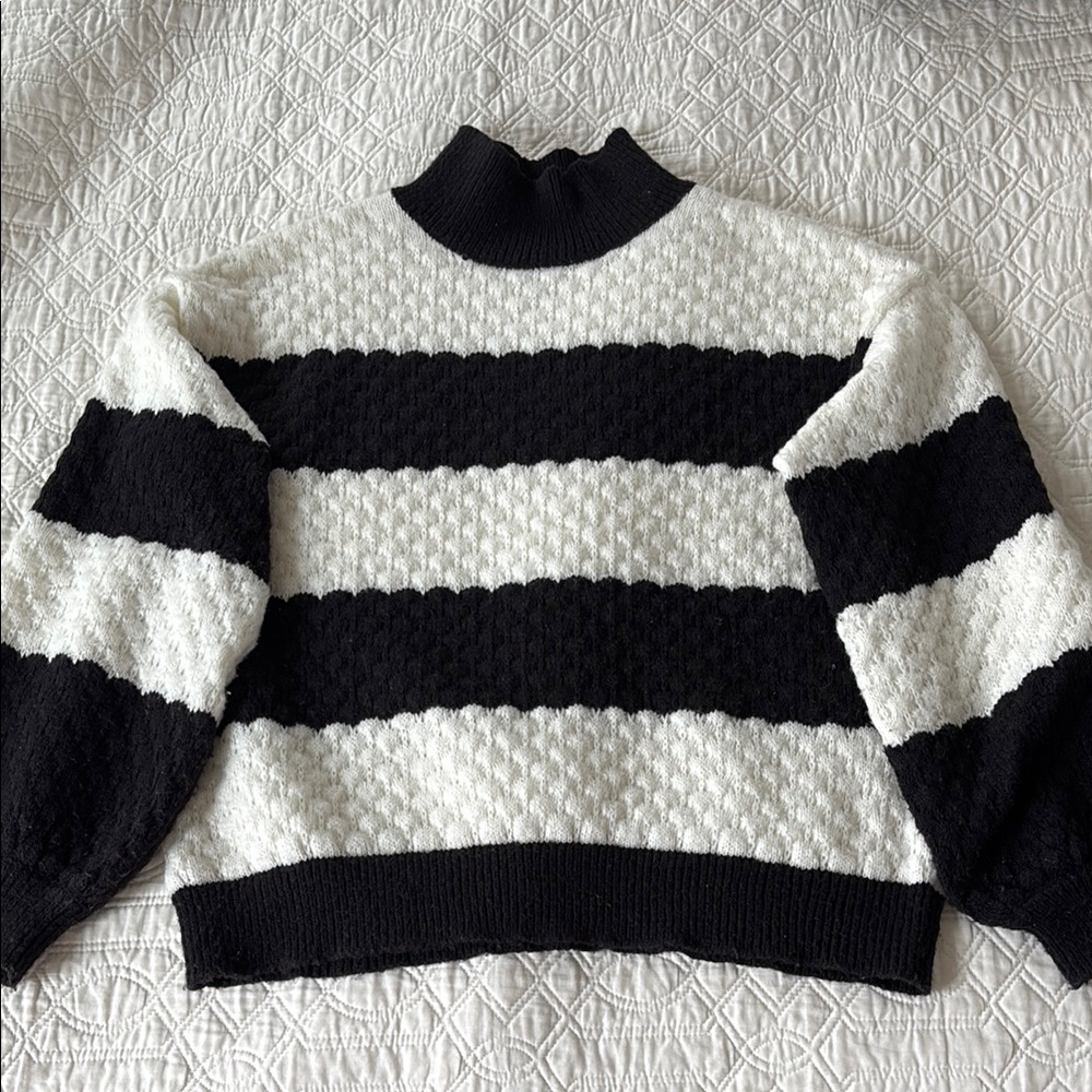 Nine West Black and White Cowl Neck Sweater